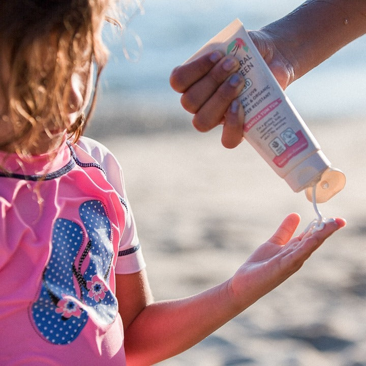 Collectie minerale zonnebrand met natuurlijke SPF, non-nano zinkoxide en reef safe zonbescherming