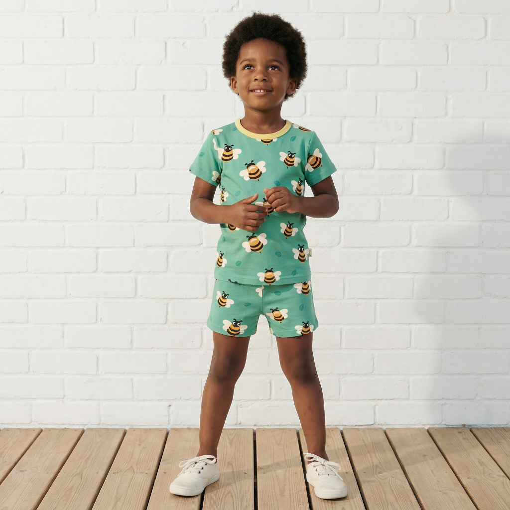 biologisch kinder ondergoed pyjama zacht kleurrijk Scandinavisch