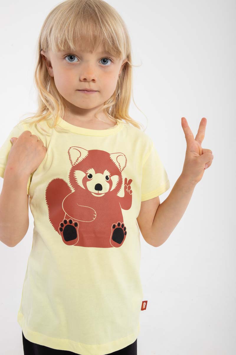 T-shirt Dyrhide T Palstel Yellow PEACE ROED PANDA - Danefae / Dyr