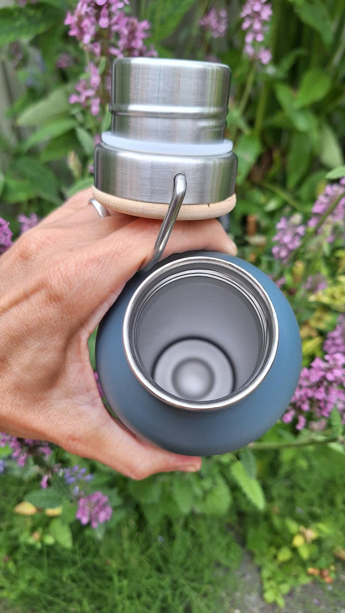 Bodhi Thermosfles "Flower of Life" Antraciet 1000 ml - Bodynova