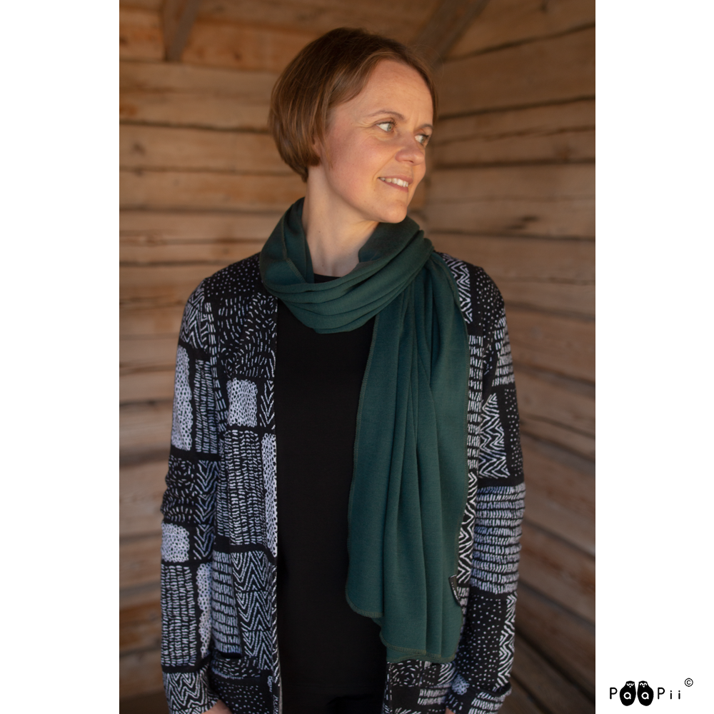 Sjaal / Scarf 100% Merinowol Dark Green – Paapii Design