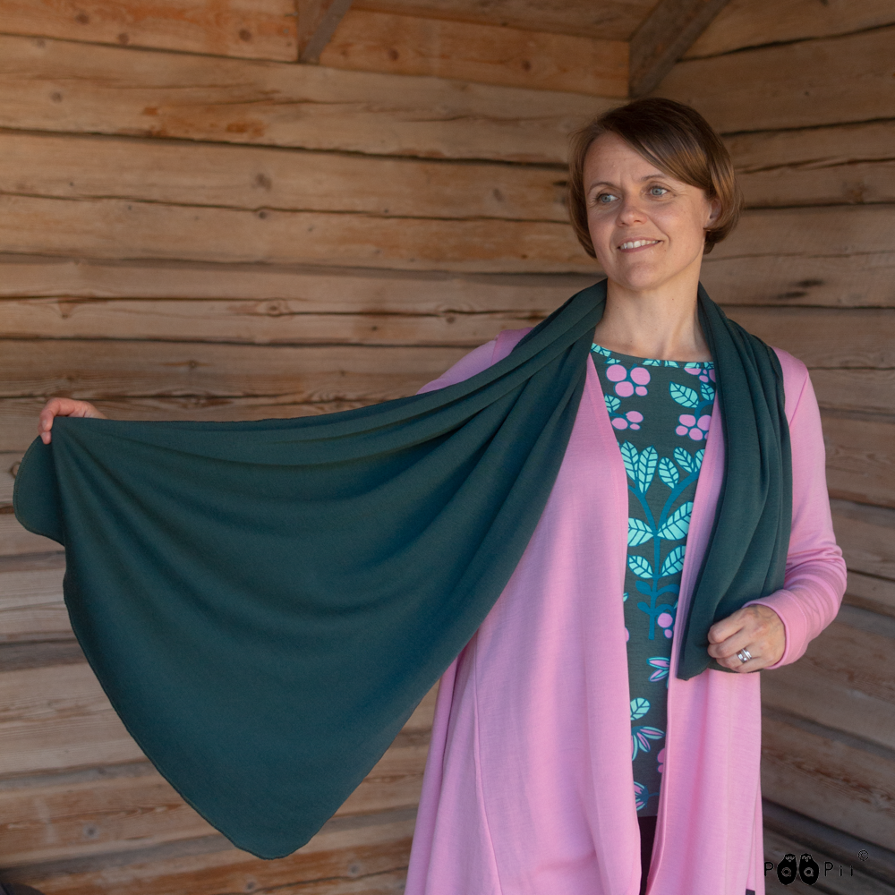 Sjaal / Scarf 100% Merinowol Dark Green – Paapii Design