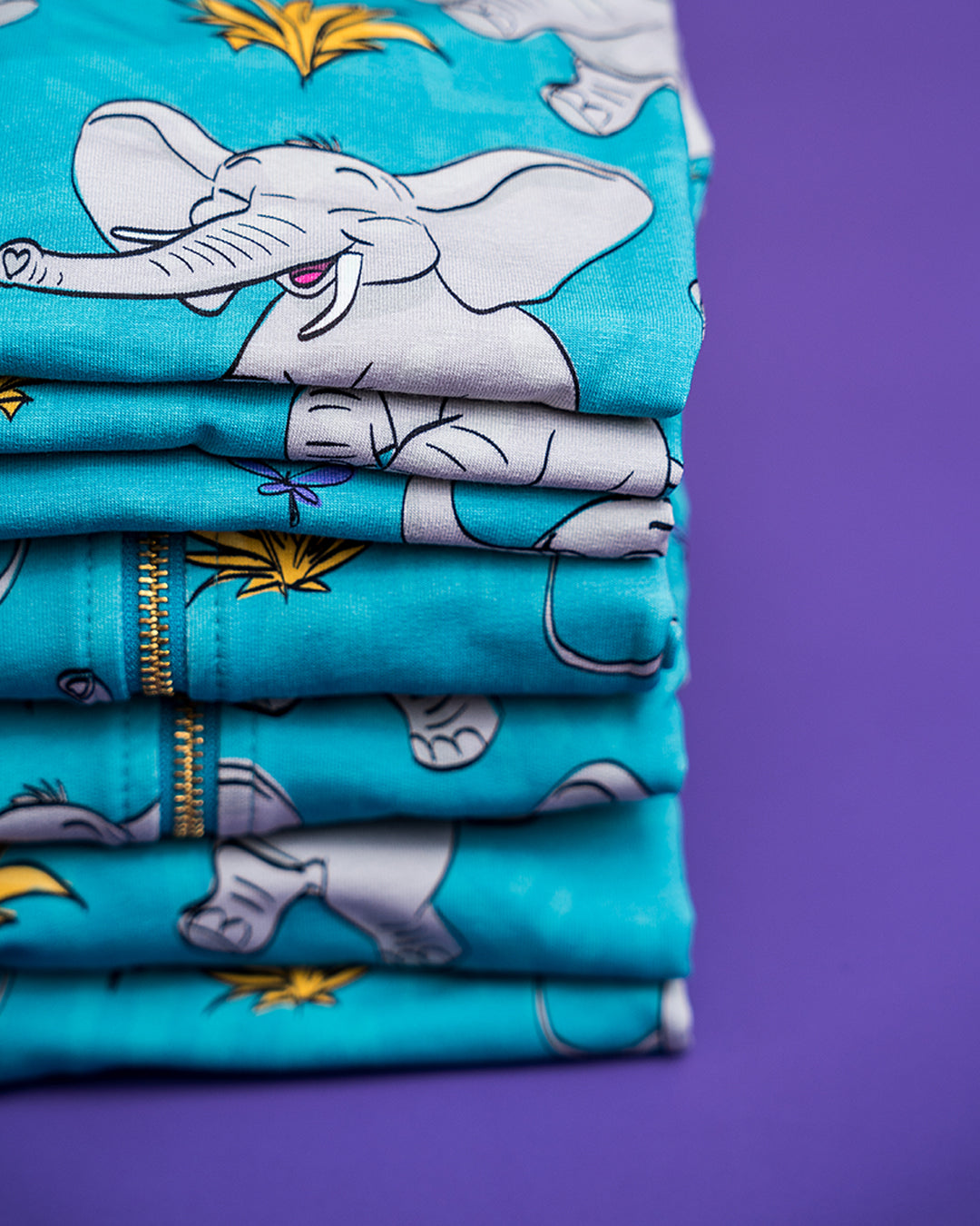 Longsleeve Elephants Turquoise - Mullido