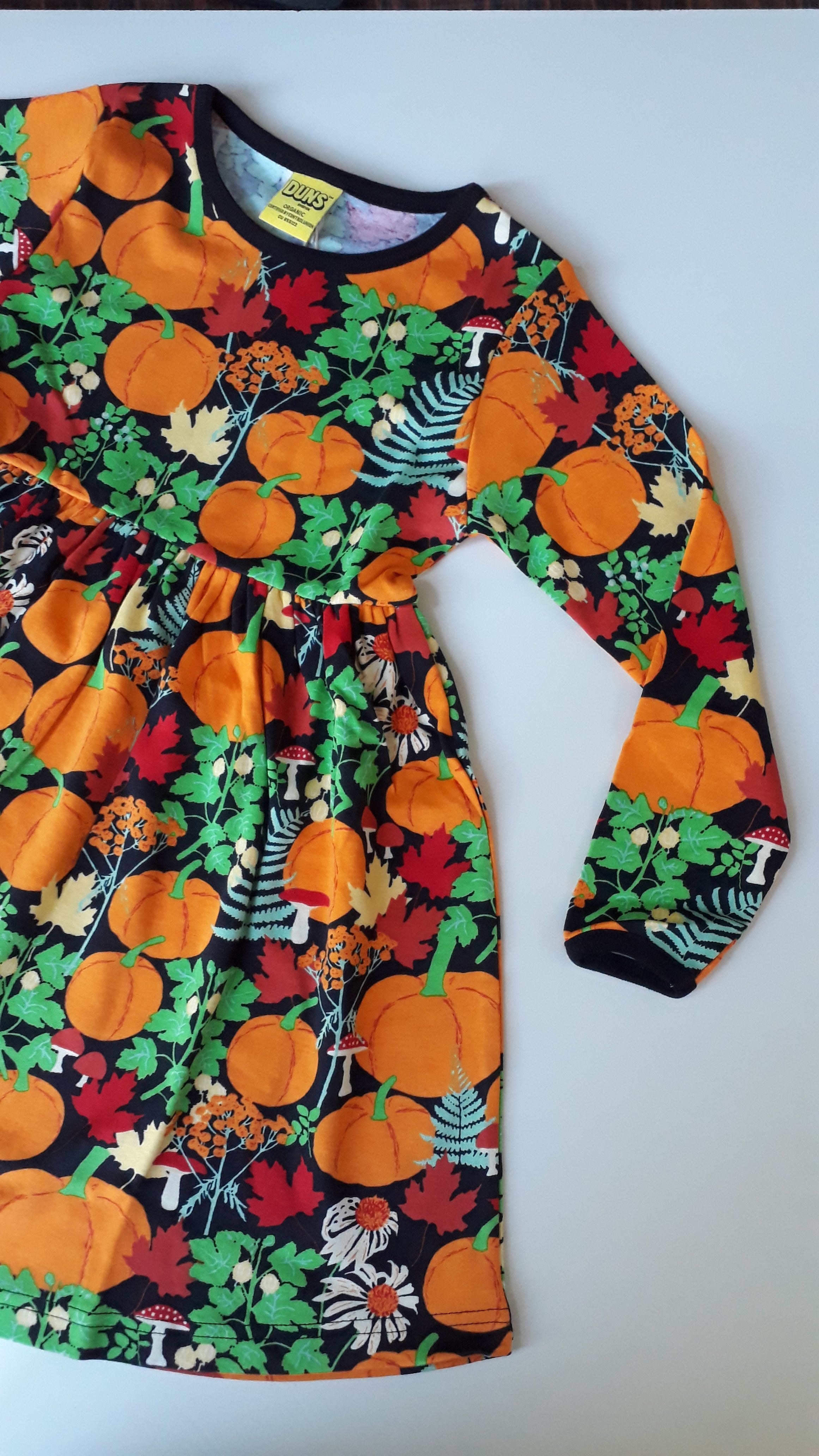 Jurk / Long Sleeve Skater Dress Autumn Garden Black - Duns Sweden