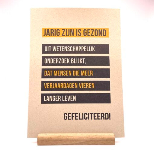 Wenskaart Jarig zijn is gezond - Aardkaart