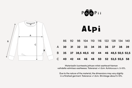Trui ALPI sweatshirt Varpu Blueberry Blue– Paapii Design