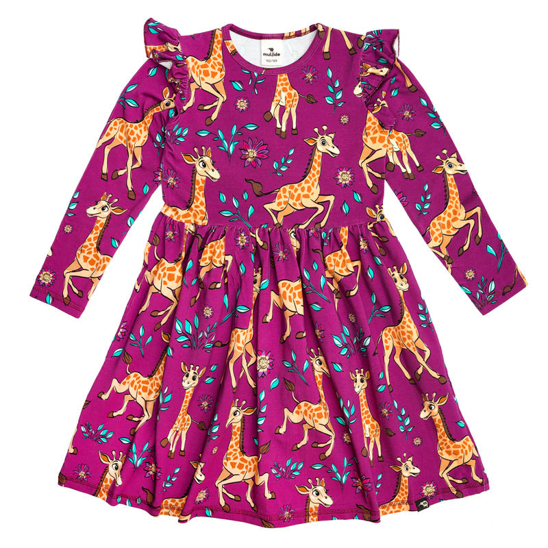 Jurk / Dress Giraffes Pink - Mullido