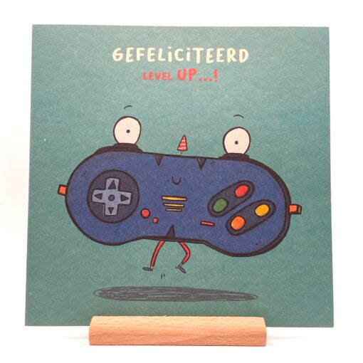 Wenskaart Gefeliciteerd Level Up - Aardkaart