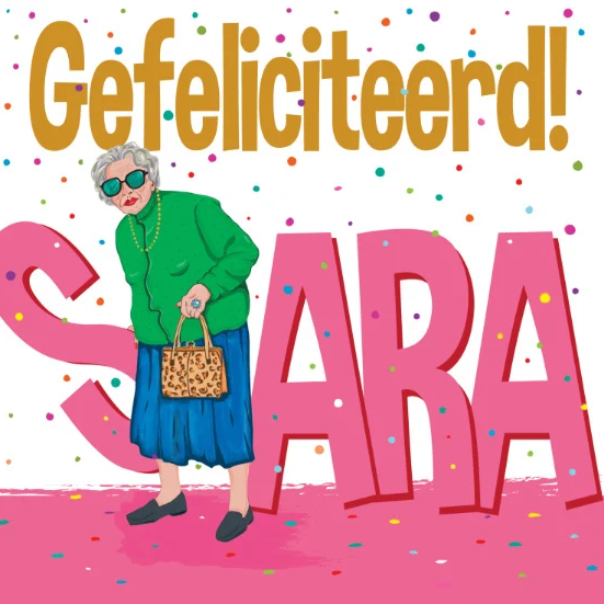 Wenskaart Gefeliciteerd Sara - Aardkaart