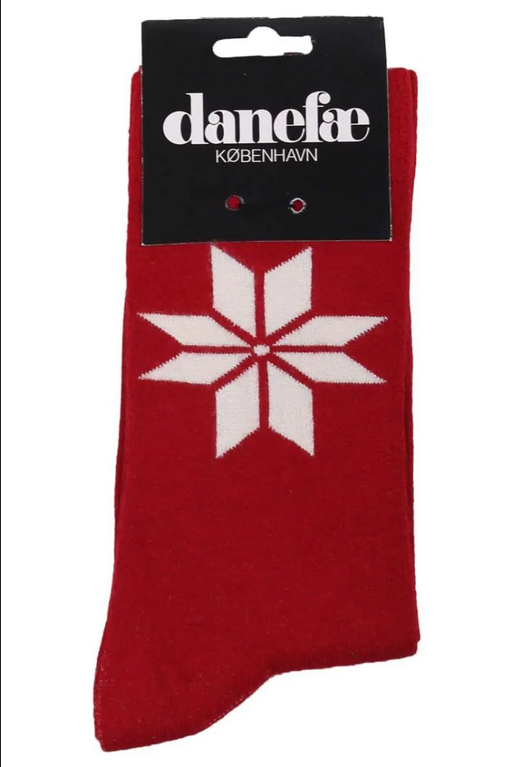 Bamboe Sokken / Danewalk with me Socks Dk Red SNOWFLAKES - Danefae / Dyr