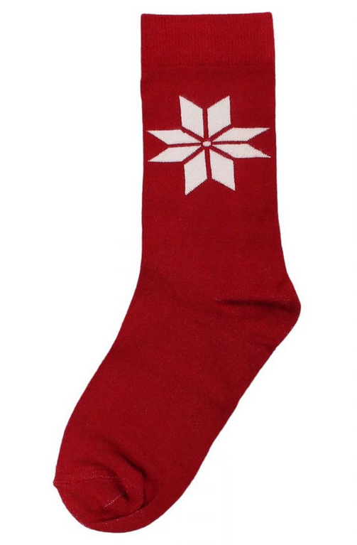 Bamboe Sokken / Danewalk with me Socks Dk Red SNOWFLAKES - Danefae / Dyr