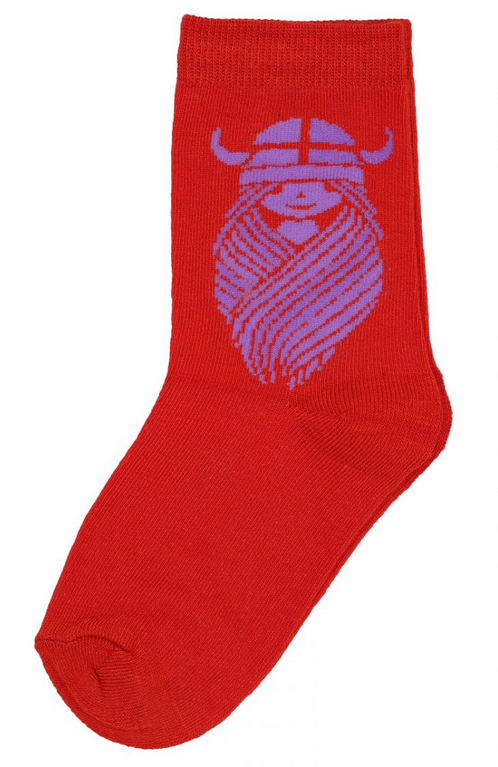 Bamboe kindersokken / Danedanmark Kids Socks Bright Red FREJA - Danefae / Dyr