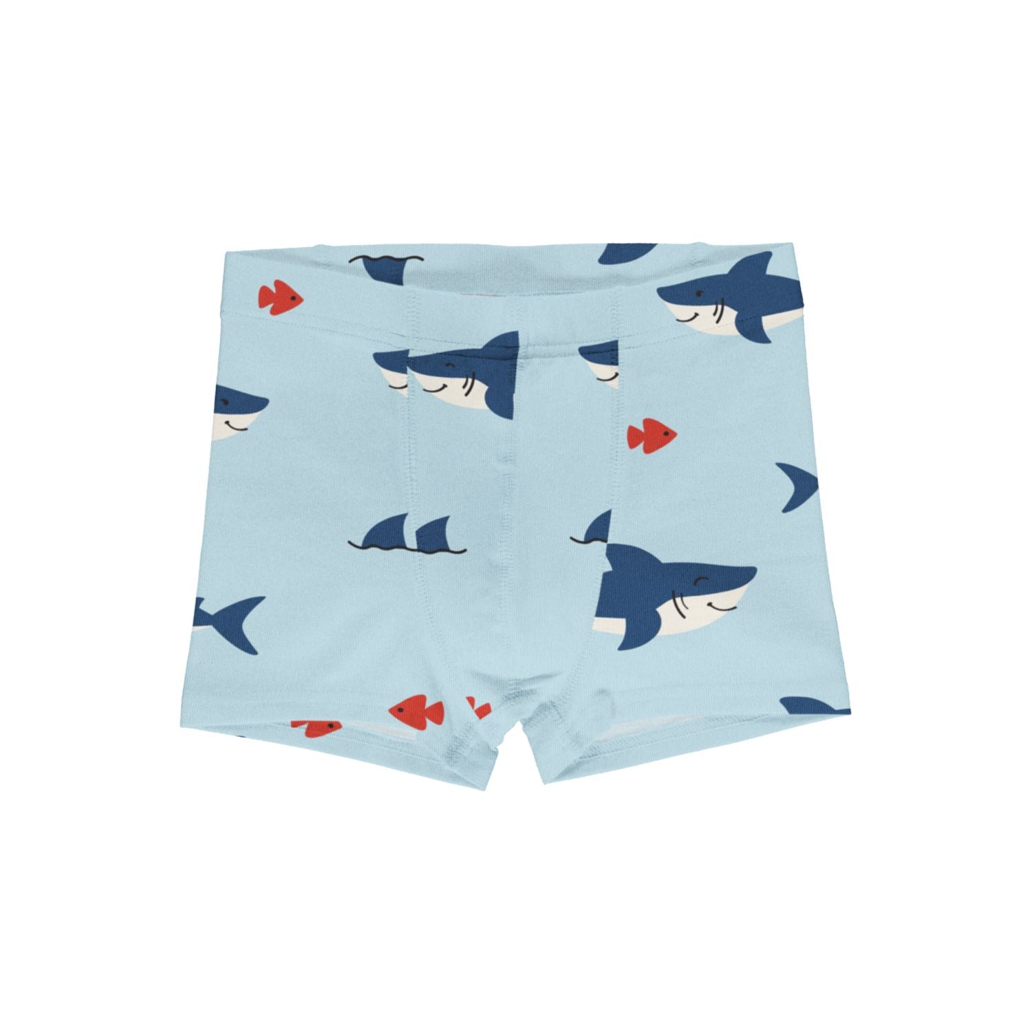 Boxershorts van Maxomorra met blauwe shark print van biologisch katoen