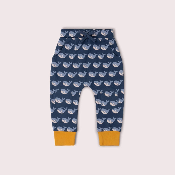 Little Green Radicals jogger Singing Whales biologisch katoen kind broek print walvissen