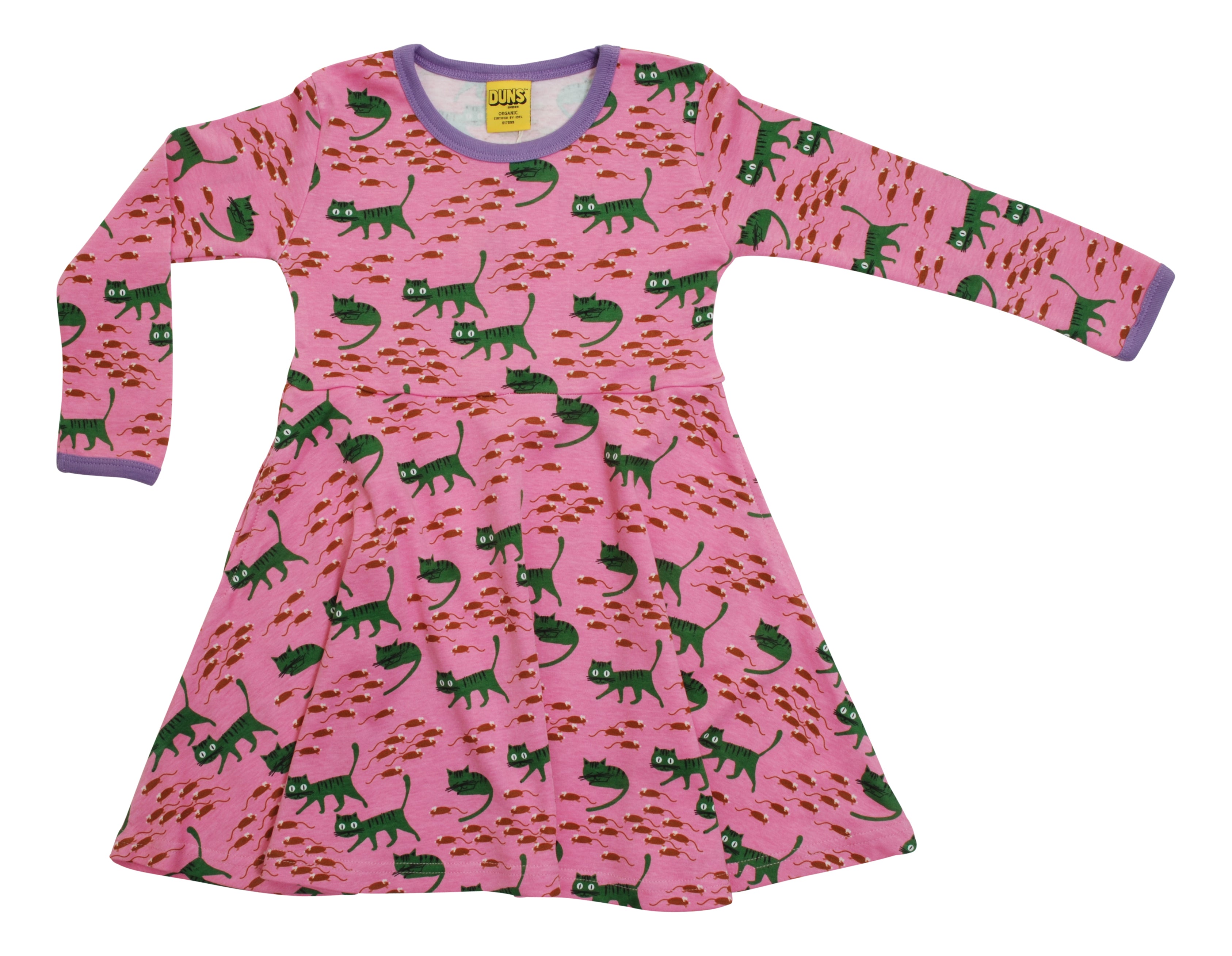 Jurk / Long Sleeve Skater Dress Cats Pink - Duns Sweden Jurk / Long Sleeve Skater Dress Cats Pink - Duns Sweden