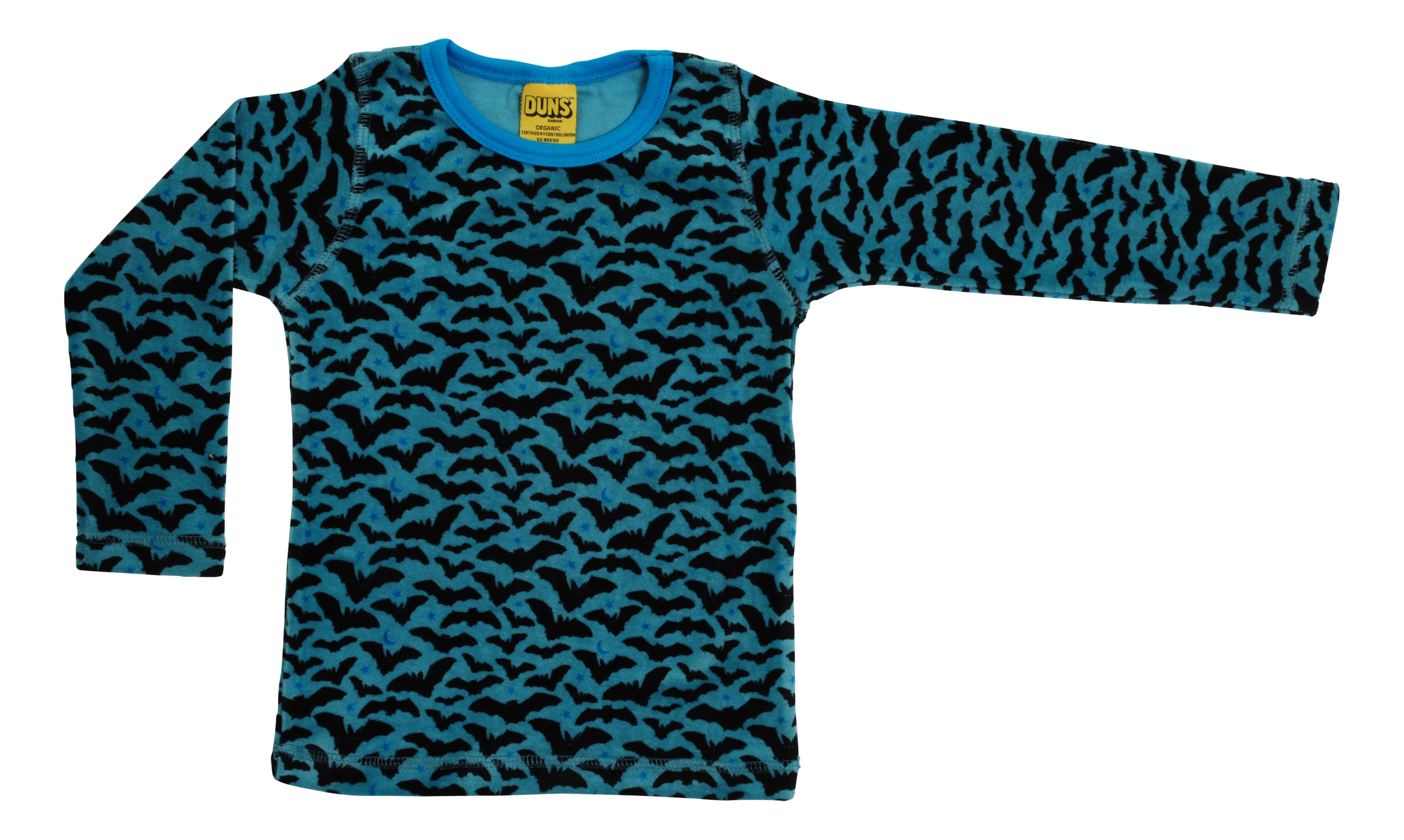 Kids Longsleeve Top Velour Bats Blue - Duns Sweden