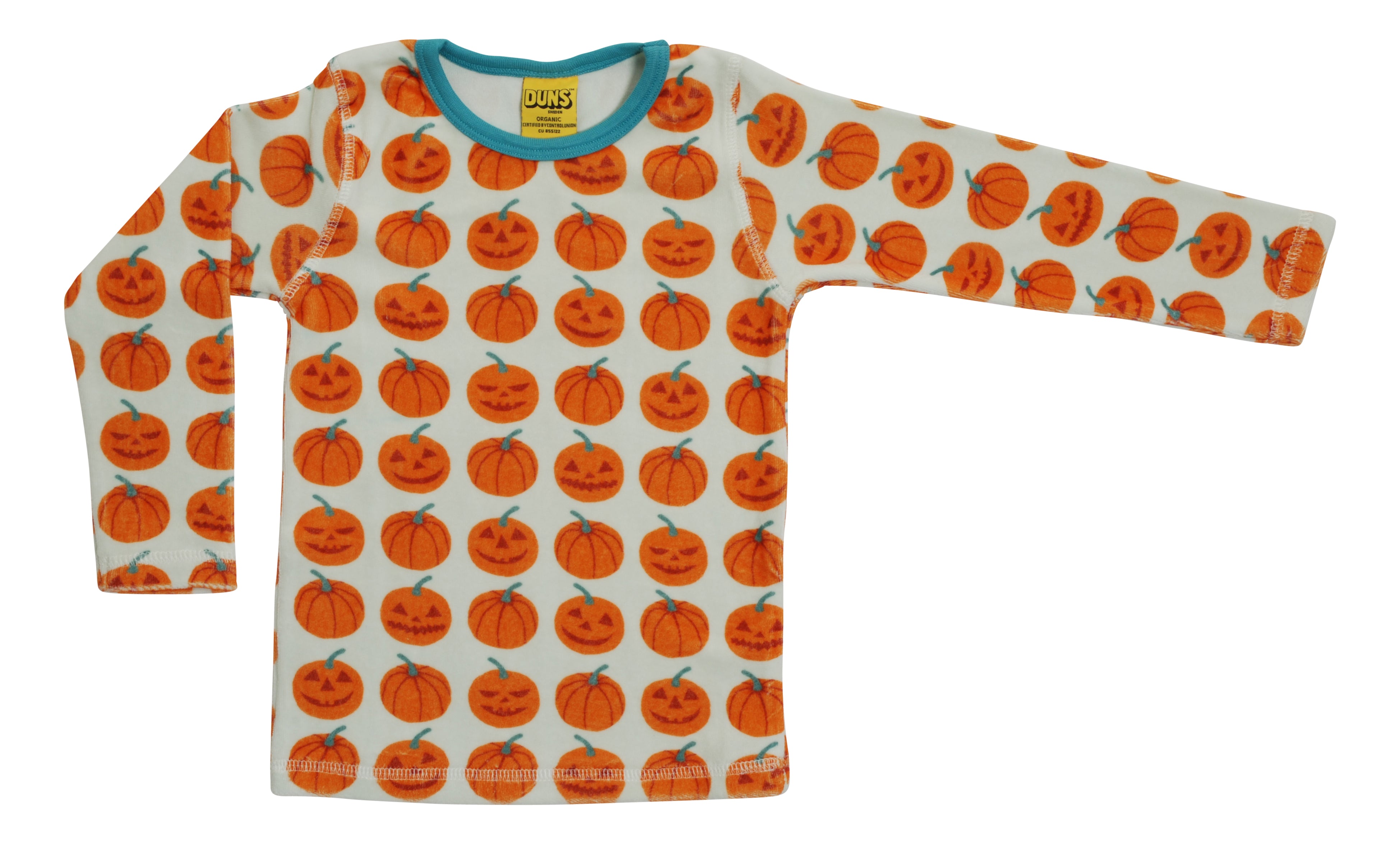 Kids Longsleeve Top Velour Pumpkins Blue - Duns Sweden