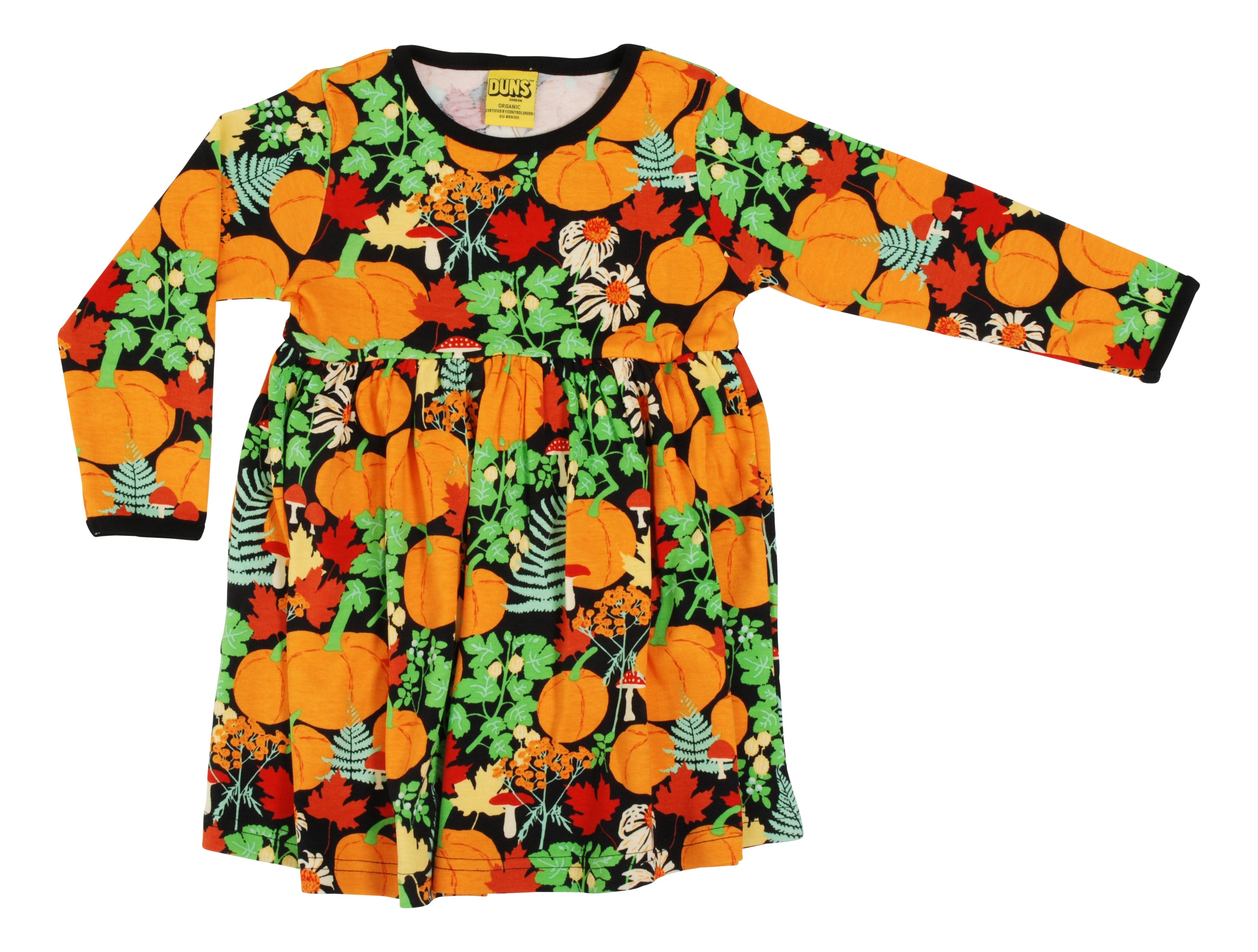 Jurk / Long Sleeve Skater Dress Autumn Garden Black - Duns Sweden