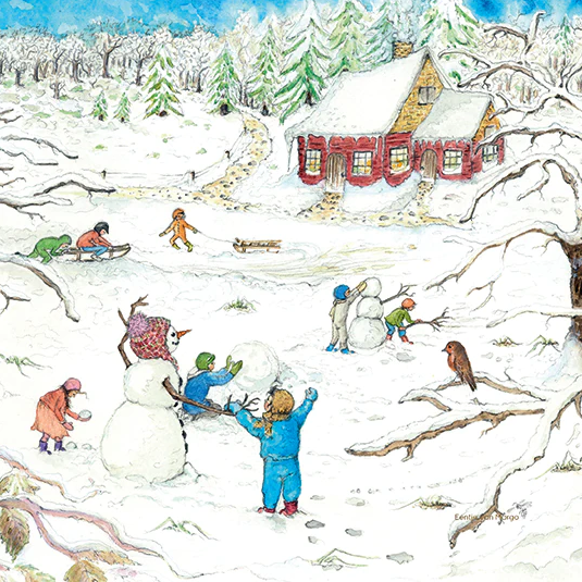 Toverplaat Red Cottage Winter Silhouette – Eentje van Margo