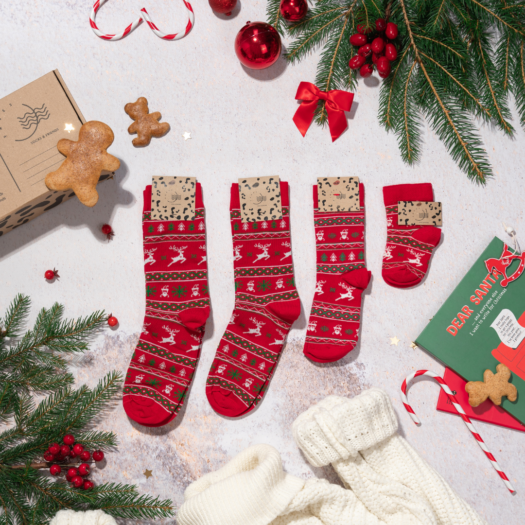 Elves & Reindeers Socks / Baby / Kids / Adult - Faves. Socks&Friends