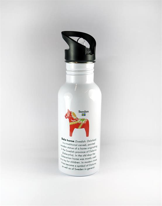 Drinkfles / Emaljvattenflaska Dala Horse Vit – Mellow Design