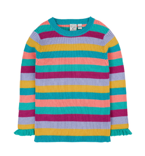 Trui / Zoe Knitted Jumper Wild Rainbow Stripe - Frugi