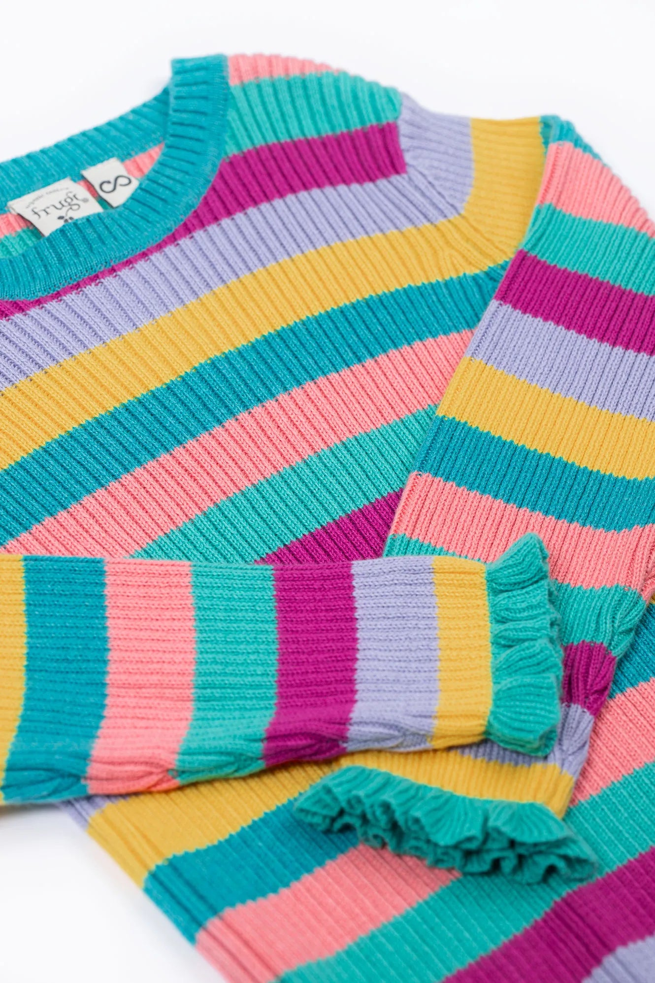 Trui / Zoe Knitted Jumper Wild Rainbow Stripe - Frugi