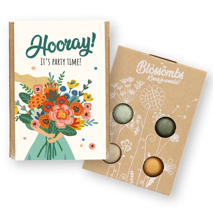 Zaadbommetjes Giftbox Mini "Hooray" 4 stuks - Blossombs