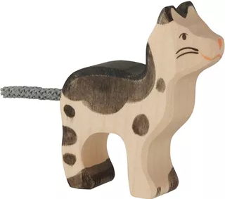 Houten Kat klein zwart en wit 7 cm (80540) - Holztiger
