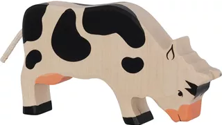 Houten Koe grazend zwart 18,5 cm (80002) - Holztiger