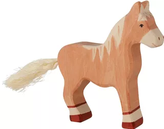 Houten Paard staand lichtbruin 14 cm (80033) - Holztiger