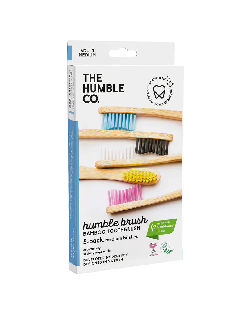 Bamboe tandenborstel ergonomisch - Medium - 5 Pack - Humble Brush