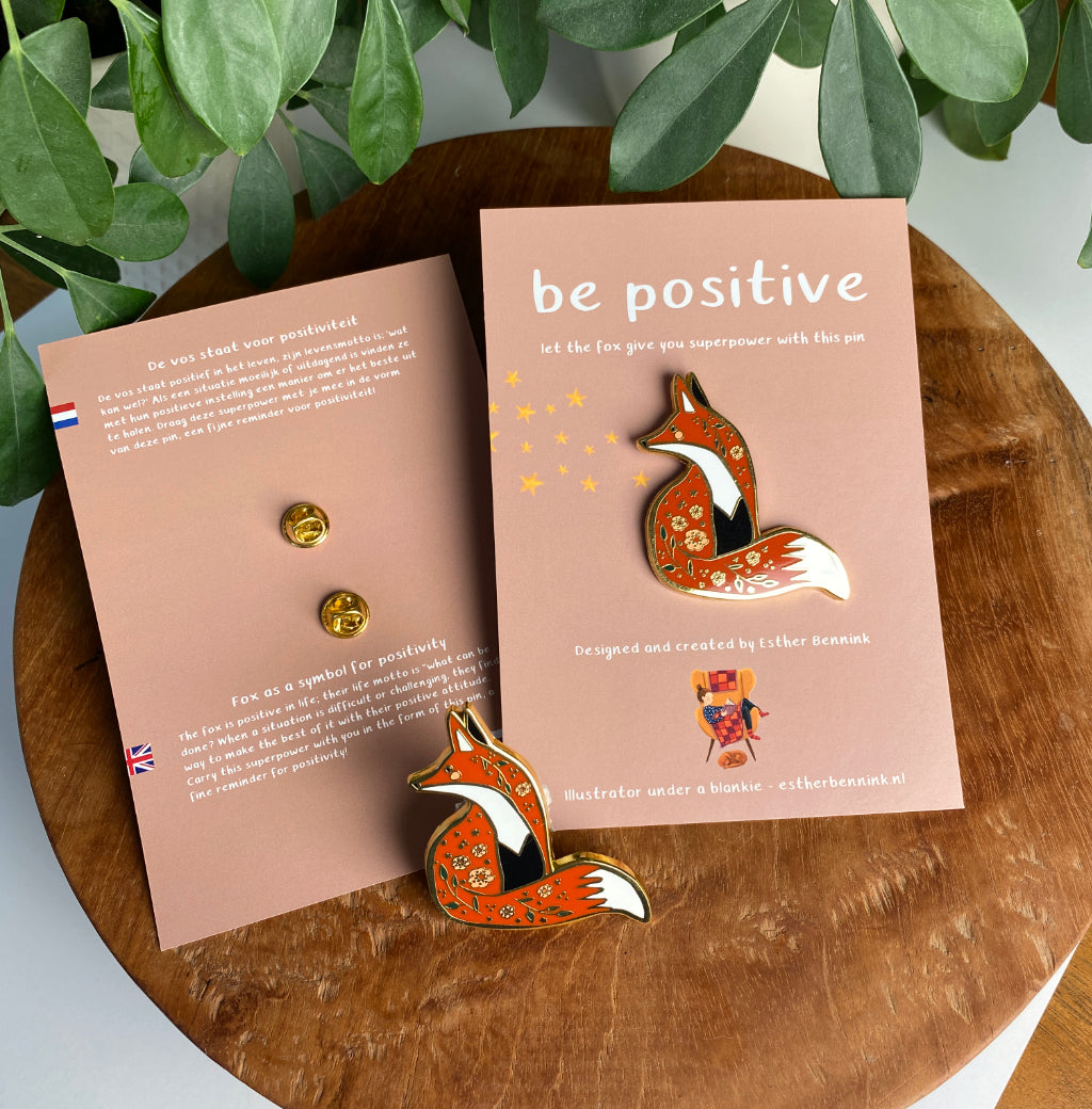 Fox pin – be positive - Illustrator under a blankie
