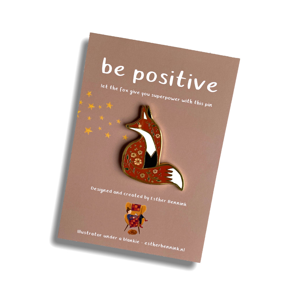 Fox pin – be positive - Illustrator under a blankie