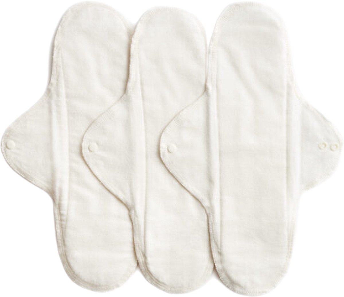 Wasbaar maandverband nacht (night) met sluiting 3 st. Naturel - ImseVimse