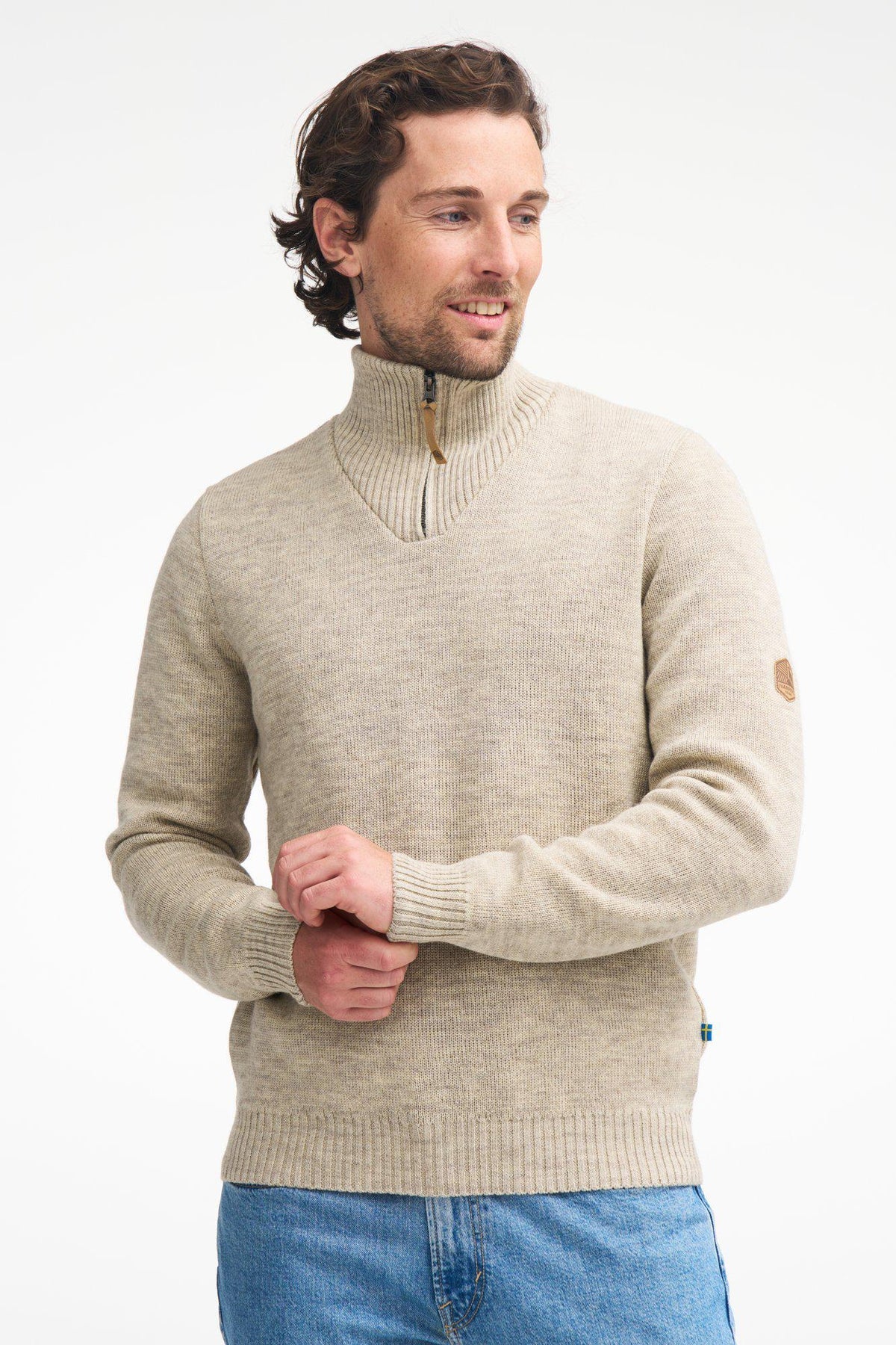 Trui NLS Elm Half Zip Natural White - Ivanhoe of Sweden