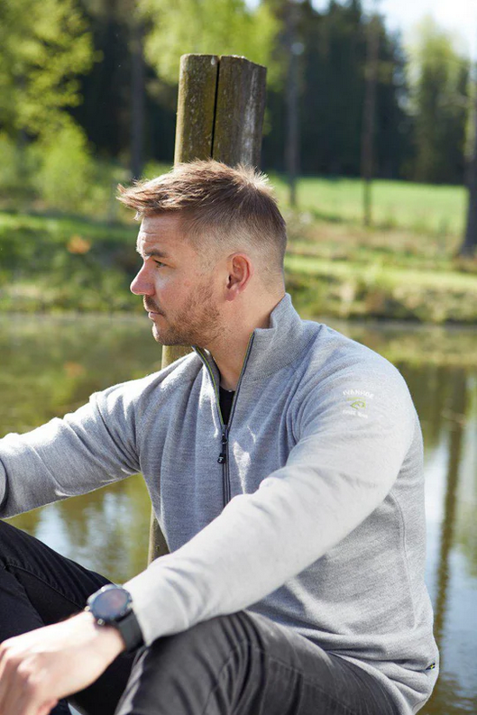 Trui Jojje Half Zip Grey Marl - Ivanhoe of Sweden