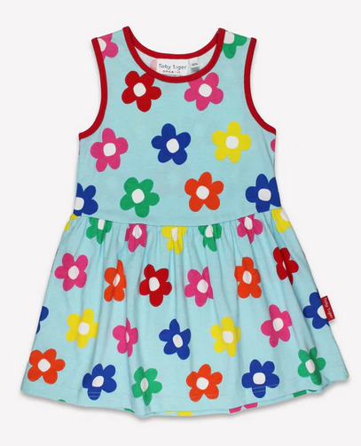 Jurk / Dress Rainbow Flowers Blue - Toby Tiger