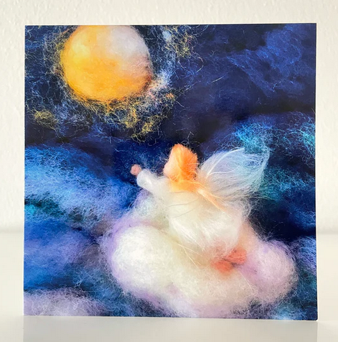 Kerstkaart Engel op wolk – Het Wol Feetje