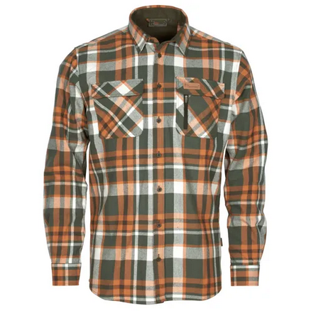 Lappland Rough Flannel Shirt - Men - Green / Orange - Pinewood
