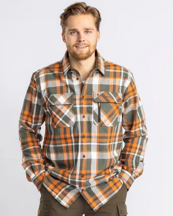 Lappland Rough Flannel Shirt - Men - Green / Orange - Pinewood