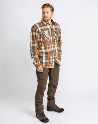 Lappland Rough Flannel Shirt - Men - Green / Orange - Pinewood