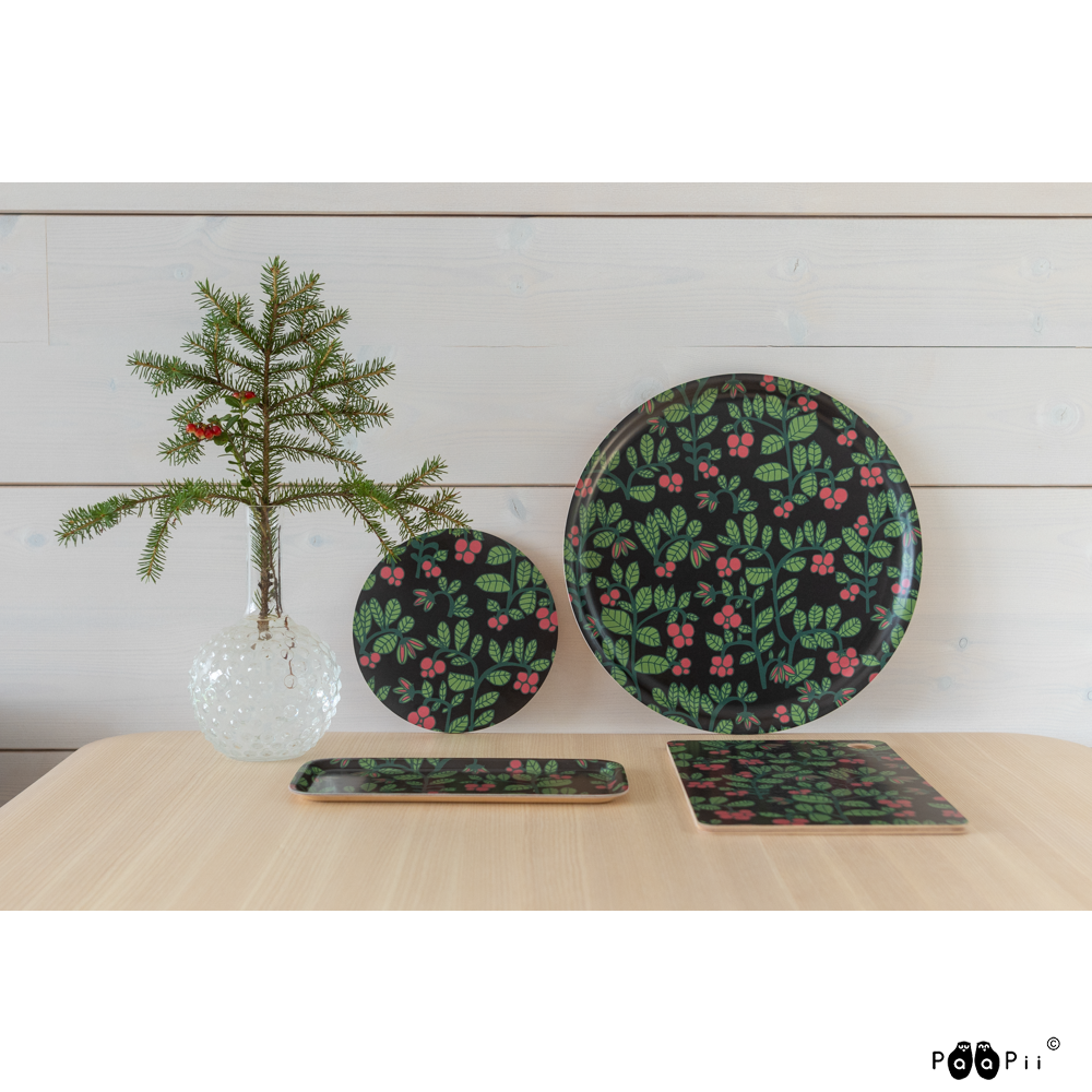 Onderzetter / COASTER Lingonberry Black 20cm – Paapii Design