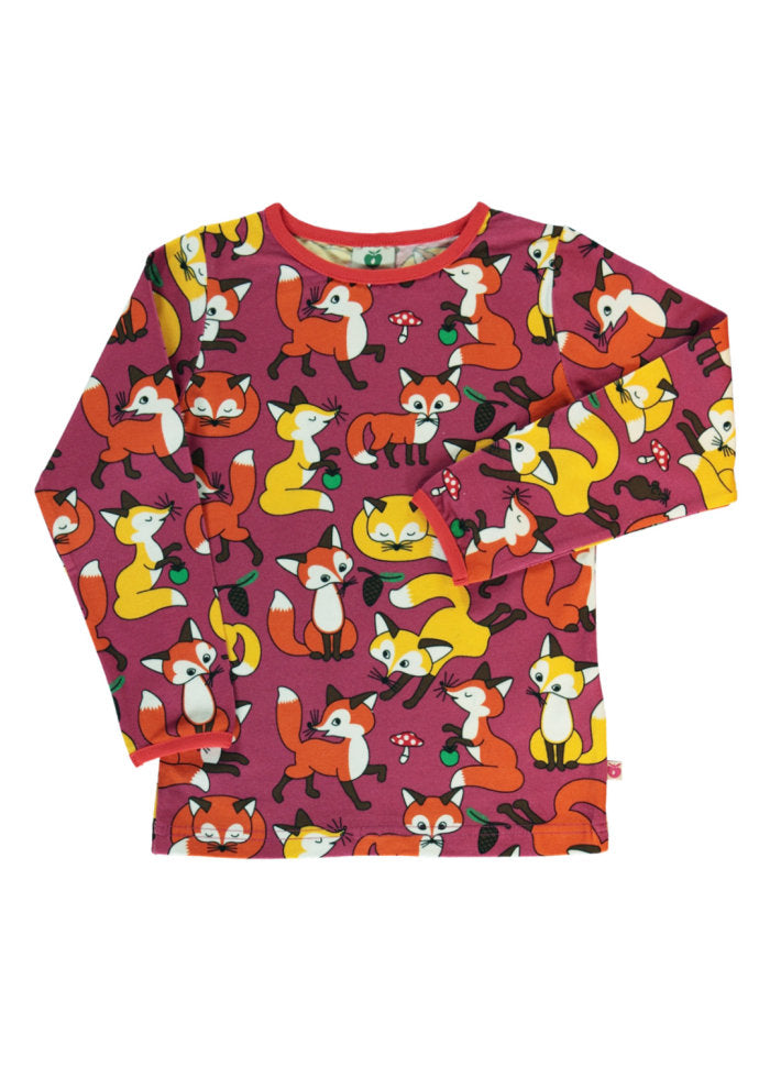 Longsleeve with Foxes Carmine - Småfolk