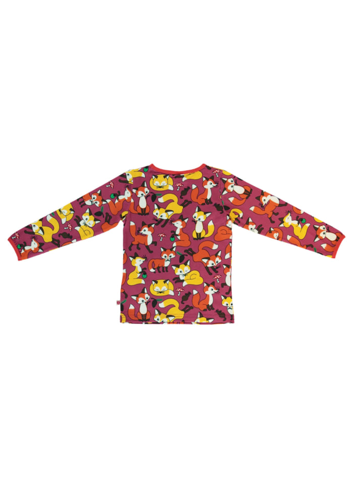 Longsleeve with Foxes Carmine - Småfolk