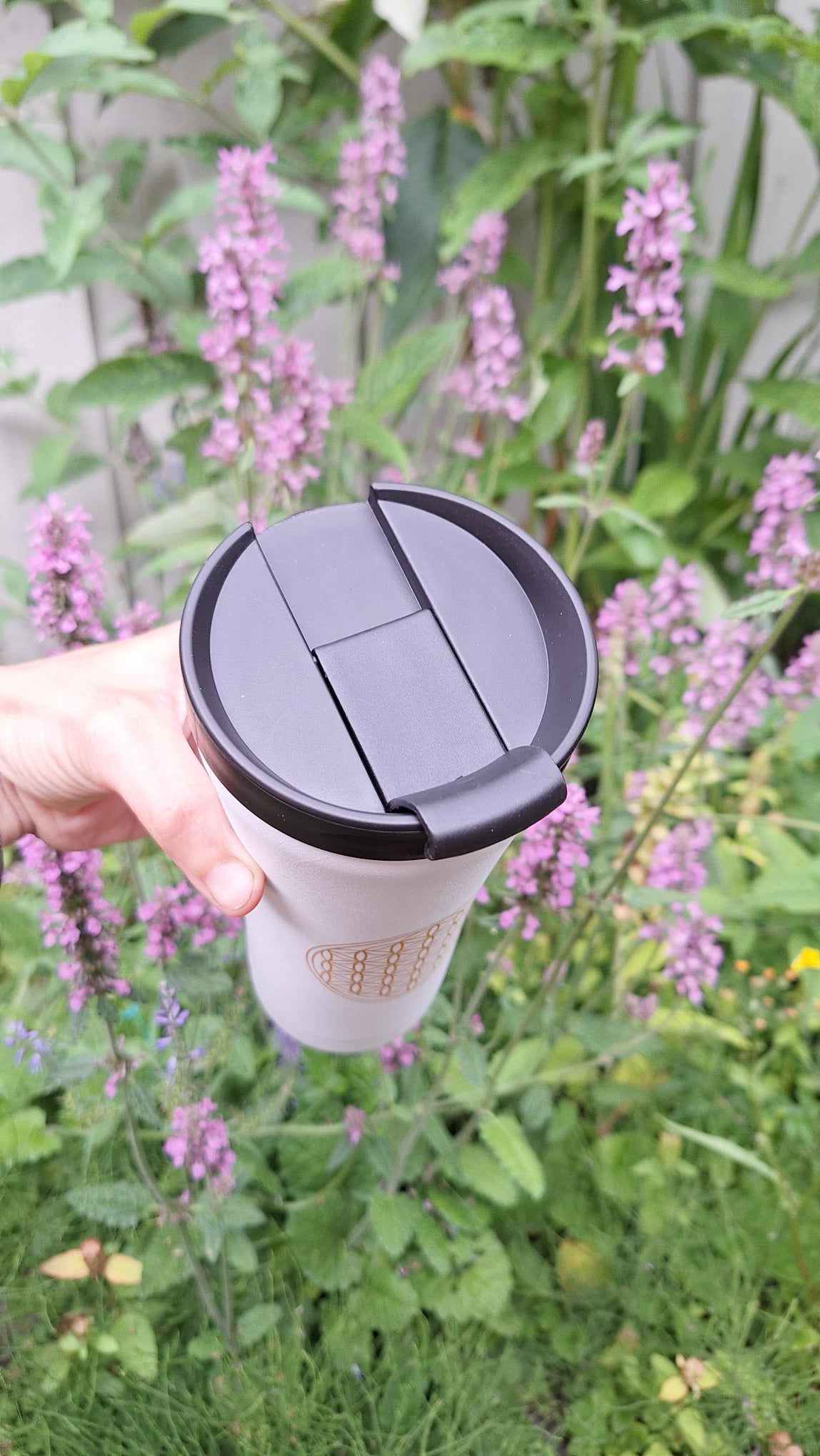 Mug Thermosbeker / Koffiebeker Flower of Life White 480 ml - Bodynova