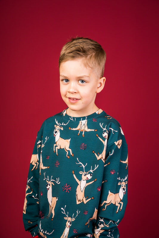 Trui / Sweatshirt Reindeer Green - Mullido