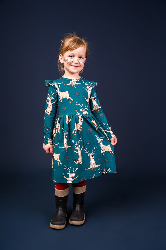 Jurk / Dress Reindeer Green - Mullido
