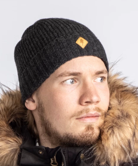 Muts / Knitted Wool Hat with fleece lining - Grey - Pinewood