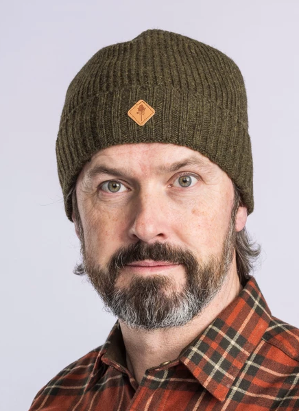 Muts / Knitted Wool Hat with fleece lining - Green - Pinewood